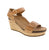 The Aetrex Sydney taupe sandal elevates casual summer style with a supportive wedge heel and ankle strap. Its perforated leather upper promotes airflow, while the microfiber footbed with anti-bacterial and odor-control properties works alongside cork and memory foam to cushion every step. High arch support and pronation control address foot alignment, making it suitable for narrow to medium or medium-wide feet. Velcro closure adds adjustability for a customized fit.