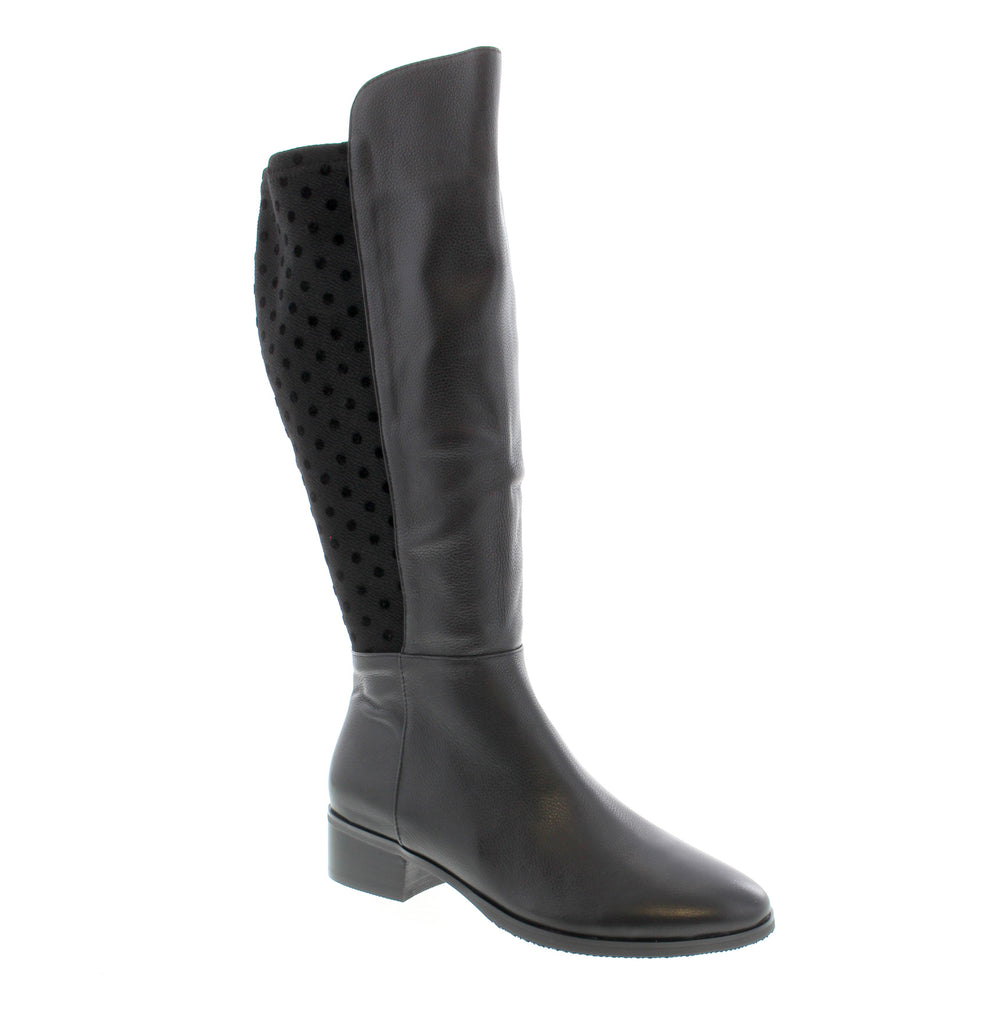 Django &amp; Juliet Tetley DJ - Black Elevate your everyday style with this sophisticated knee-high boot, designed for both the office and casual occasions. The pointed-toe silhouette and block heel deliver timeless elegance with comfortable, all-day wearability.