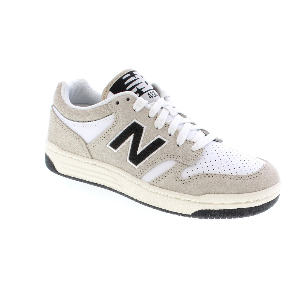 New Balance Men's U480L3ZF athletic sneaker in grey multi. Features a leather upper with mesh lining, removable insole for orthotic support, and foam midsole for comfort. Lace-up closure with rubber outsole. True to size fit, ideal for walking and casual wear.