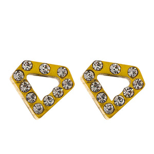 The Hackney Nine Ulla Gold earrings are perfect for adding glamorous sparkle to any outfit. Crafted with geometric studs and embellished with high-quality Zirconia gemstones, these earrings are sure to catch the eye. Elevate your style with a touch of elegance and sophistication.