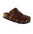 The Rieker V3164-25 brown clog combines timeless design with contemporary comfort. Crafted from soft suede with a microfiber lining and footbed, this slip-on features a buckle closure for secure fit. The cork and foam midsole provides responsive cushioning, while the rubber outsole delivers durability.