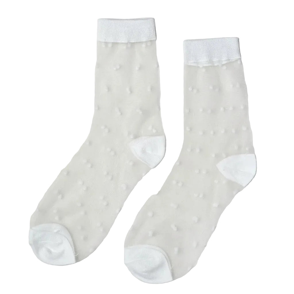 Unified Sheer Dot Socks - White