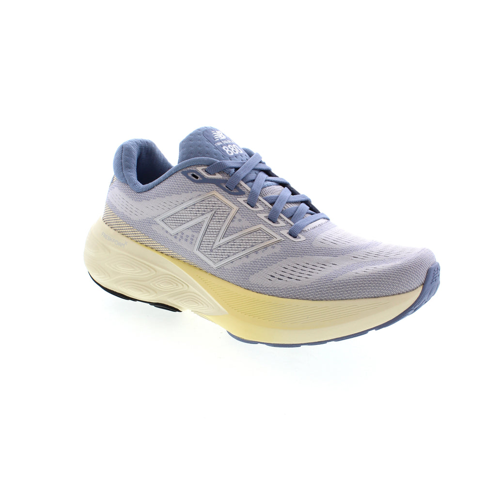 The New Balance W880C15 - Pearl Grey/Dusk is a perfect combination of functionality and style. Featuring a breathable mesh upper and a comfortable foam midsole, these running shoes are ideal for casual and athletic occasions. The rubber outsole provides excellent traction while the almond toe style adds a touch of sophistication. With a rocker bottom heel and a padded collar, these shoes offer comfort and support. Plus, the microfiber footbed can be easily removed for added convenience.