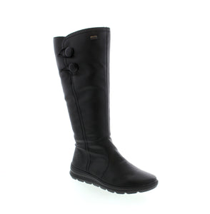 Expertly crafted by RIEKER, these Black Z0090-00 boots are a winter essential. Waterproof and lined for warmth, they also feature a removable insole for personalized comfort. Their functional design, complete with a zipper and elastic buttons, offers a perfect fit and easy on-off. Brave the cold in style and comfort with Rieker.