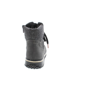 Experience comfort and practicality with the Rieker Z4251-45 ankle boot. This versatile shoe features a lace-up front and side zipper for easy on and off. The fleece lining provides warmth and comfort during colder months, while the soft footbed guarantees all-day comfort for your active lifestyle. Don't miss out, lace up and start your adventure today!