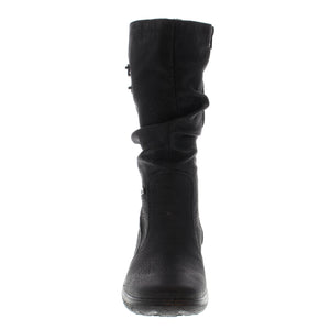 Protect your feet and look stylish in these Rieker Z7072-00 - Black Boots. Crafted with waterproof upper materials and insulated wool lining, these mid-calf boots will keep you warm and comfortable in the cold weather. With a side-zip closure and round toe, these boots are an ideal combination of form and function.