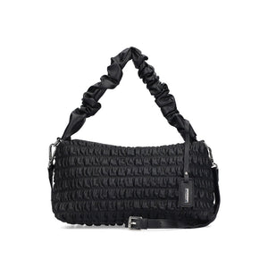 The Rieker Bag H1653-00 is a chic and fashionable handbag in diamond black and quilted look. It features two inner pockets, one with a zip and the other without a closure, for added functionality. The bag can be carried over the shoulder with the short strap or with the longer, detachable one. Stay stylish and organized with this must-have accessory.