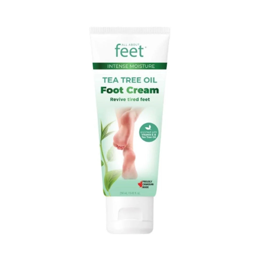 Transform your tired feet with All About Feet Foot Cream! Enriched with tea tree oil, this intense cream restores and rejuvenates your feet, leaving them feeling refreshed and moisturized. Simply massage in a circular motion for complete absorption. Say goodbye to tired feet and hello to happy feet!