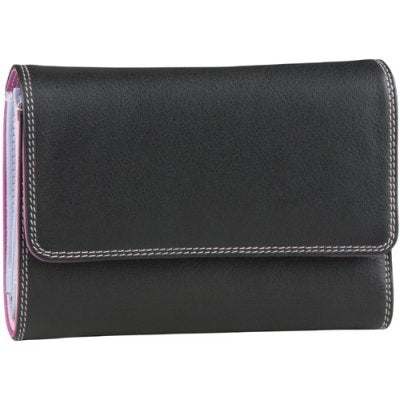 he Derek Alexander TU-750 is a compact leather wallet designed for everyday organization. Featuring a snap closure, it offers secure storage with an interior zip coin pocket, credit card slots, sleeve pockets perfect for receipts and coupons and two currency pockets. This wallet combines functionality with classic style in striking black and red leather