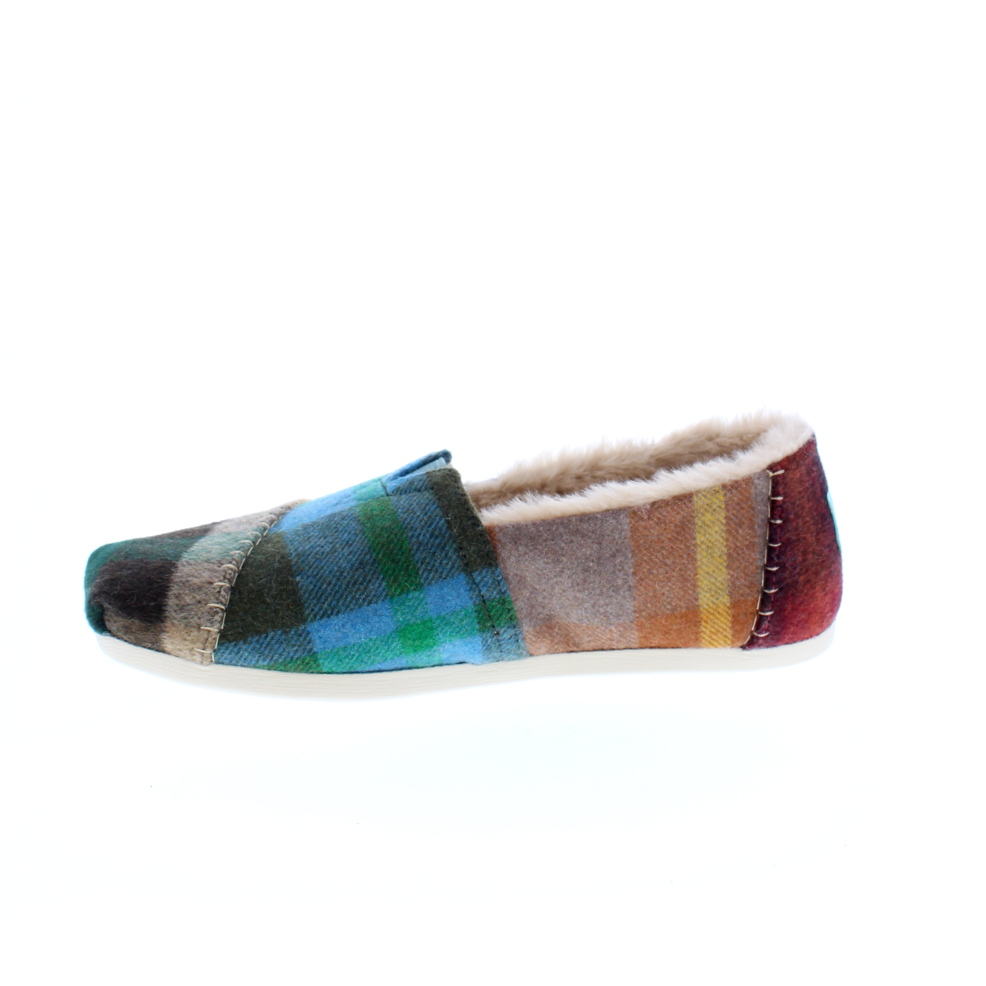 Tartan slippers with cheap pom poms