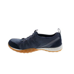 Skechers Breathe Easy Rugged, sporty slip-on features Skechers Relaxed Fit®: Breathe-Easy, Stretch Fit® engineered knit, and synthetic upper is designed with stretch laces and a Skechers Air-Cooled Memory Foam® insole to bring you support that lasts all day.