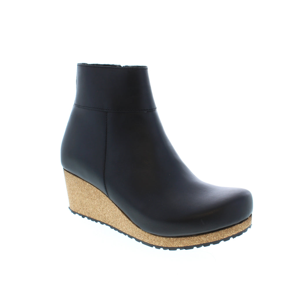 This trendy wedge ankle boot features a sleek design that provides optimum support through the Birkenstock contoured footbed—crafted from high-quality, soft natural leather your feet will love slipping into the boots day after day!