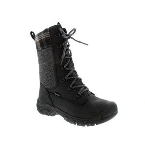 This tall waterproof leather hiking boot is winter-ready with traction, 200g of insulation, and a quilted collar for a fashion-forward design with quality craftsmanship to keep your feet supported and warm during winter's harshest conditions. 