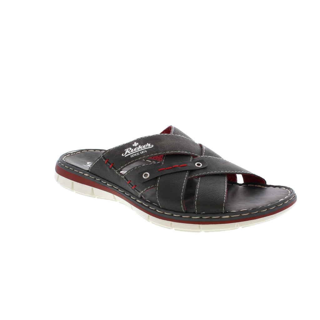 Slide into support in these shock-absorbent sandals. With a criss-cross upper, your feet will stay secure in these supportive slides. 