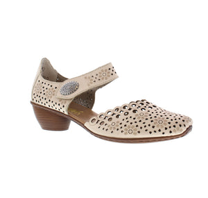 This elegant heel from Rieker shines with its intricate, perforated detailing. Its delicate, floral pattern delivers class and style without sacrificing comfort or support!