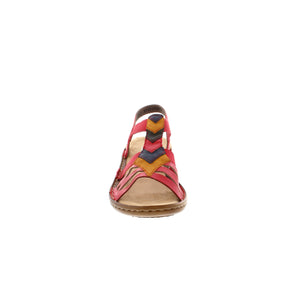 Rieker's comfort sandals feature high-quality materials, a colorful, strappy chevron-designed upper, and a microfiber footbed to relieve foot pressure - these sandals will keep your feet supported all day long! 