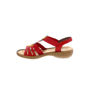 Rieker's comfort sandals feature high-quality materials, a colorful, strappy chevron-designed upper, and a microfiber footbed to relieve foot pressure - these sandals will keep your feet supported all day long! 