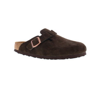 The Birkenstock Boston Soft Footbed clog is a must-have for any fashion-forward individual. Crafted from velvety suede, this clog provides a classic appeal that can be worn any season. It offers comfort and style with an added foam layer for cushioning and a soft footbed for all-day support.