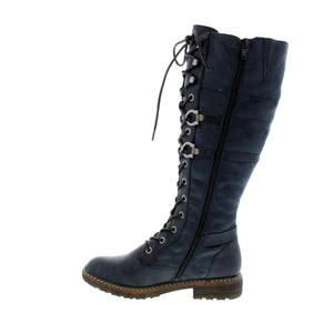 These tall combat-style boots fuse trend and functionality. Complete with a lace-up front, side zip and details galore, these boots are sure to impress! 