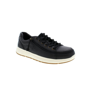 Billy Leather Comfort Low sneaker features a wraparound zipper for quick on and off. These sneakers offer a roomy fit and are crafted from real leather, have removable insoles for a customizable fit, and feature a rubber outsole for traction. 