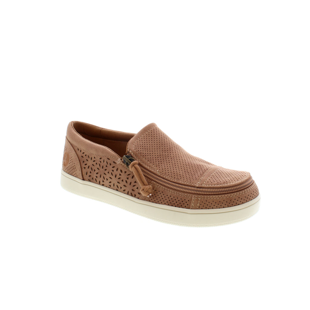 Billy Faux Perf Low slip-on sneakers will elevate any outfit. Designed with perforated manmade leather, these shoes add a little bit of "extra" to every day. Featuring a wraparound zipper for quick on and off, removable insole, and a rubber outsole for traction - these shoes will be on repeat! 