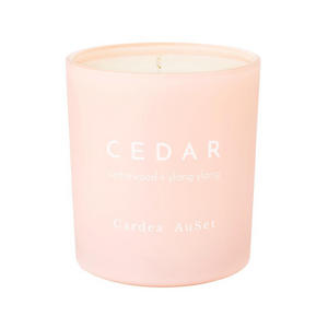 The Cedar candle combines the woodsy blend of Texas cedarwood and Madagascar ylang ylang to promote relaxation.  This candle is hand-poured and crafted with natural, GMO-free soy and essential oils. Framed in a beautiful pale pink glass with hand-stamped white text, this 7 oz candle is the perfect gift or natural addition to your home! 