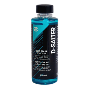 D-Salter Salt Stain Remover is ideal for removing any salt stains on leather, vinyl and fabric footwear, as well as leather garments. This powerful formula neutralizes salt making stubborn salt stains disappear!