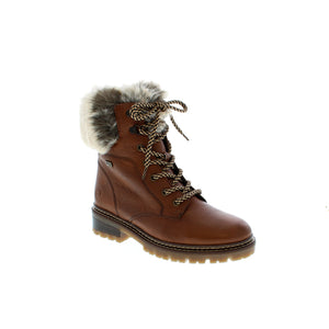 Remonte D0B74-24 boot is designed to keep you warm! With a soft, fur ankle cuff, a lace-up front for a customized fit, and a side zipper for easy off, these boots also feature Remonte Tex to keep your feet dry.