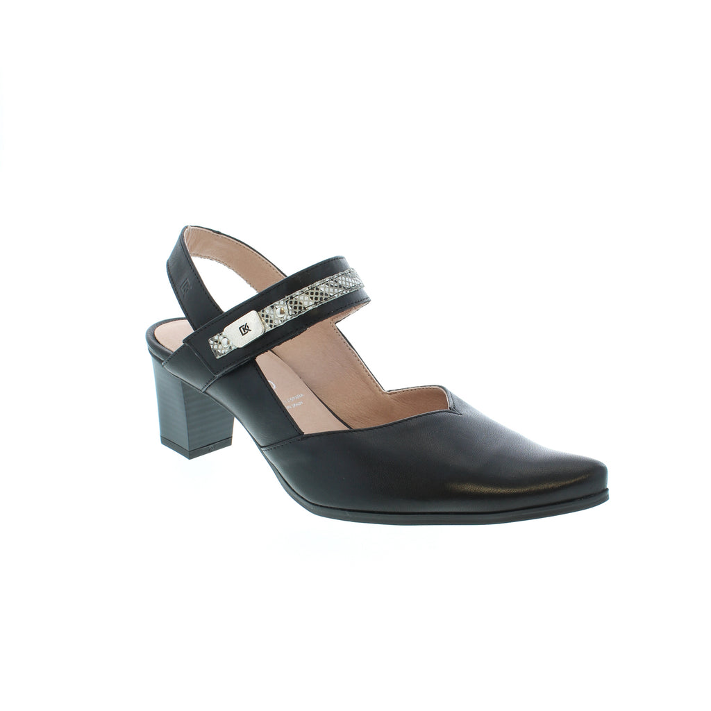 The Dorking Lea heel is ready for the office, or any special event! With its beautifully designed upper, velcro adjust and slingback design, your feet will stay secure and fashion-forward!