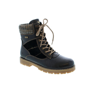 The Remonte D9378-00 boot is designed with a wool cuff, Remonte Tex water-resistant technology to keep your feet dry, a lace-up front for a customized fit, and a flip grip for extra traction on ice and snow.