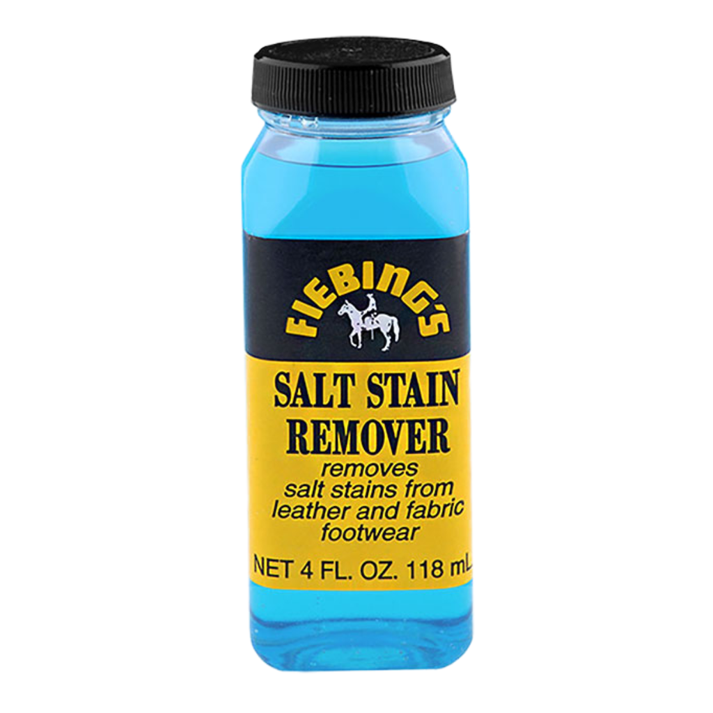 FIEBING'S Salt Stain Remover liquid formula removes salt stains on leather, fabric, suede and napped leather without discoloring. Whether you're in a snowy winter climate or a warm coastal region, your shoes will look their absolute best. 