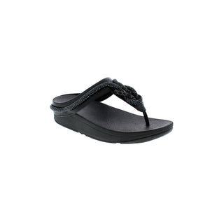 Experience superior comfort with FitFlop's Fino Crystal-Cord sandal. Crafted with premium leather for softness and breathability, these sandals feature a rocker-bottom sole for shock absorption, light arch support for superior comfort, and a 1-2
