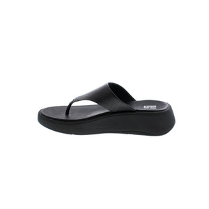 FitFlop F-Mode Flatform sandals in black have a round toe and low 1-2