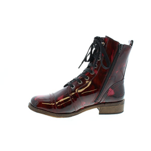 These gorgeous boots feature a patterned upper for a unique design. These boots are easy to slip into with a lace-up and side zipper to keep your feet cushioned and fashionable. 