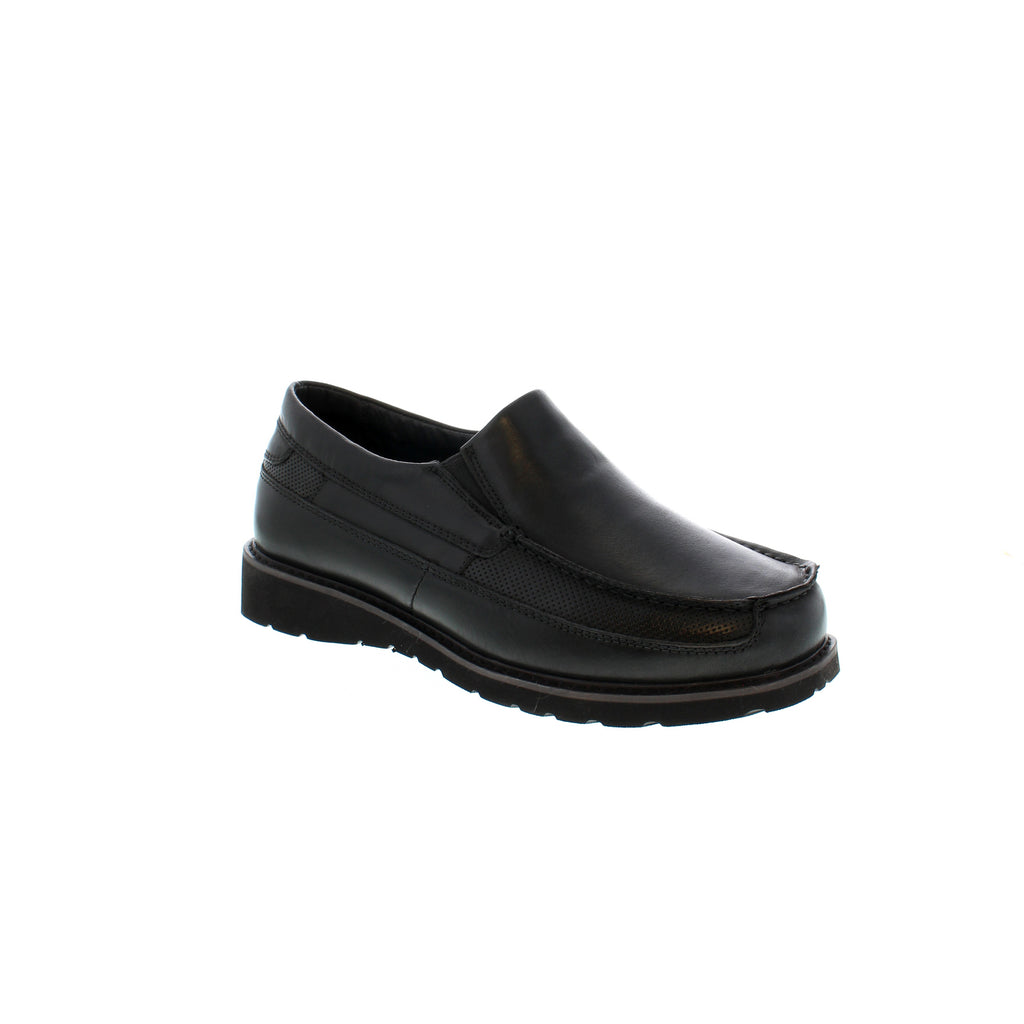 Propet® Griffen features a classic slip-on shoe finished in leather with a well-bedded footbed, so every step is comfortable. 