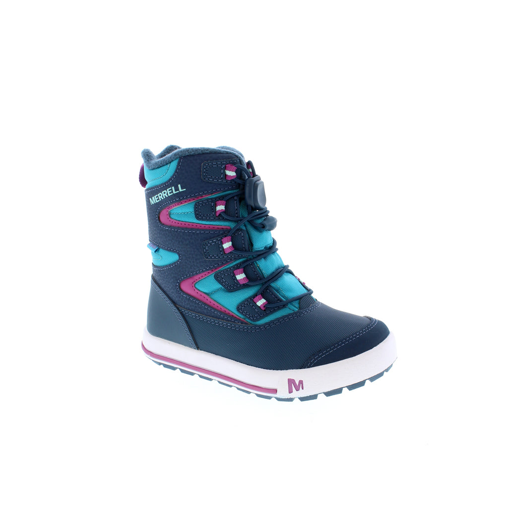 Merrell Kids Snow Bank 3.0 Waterproof boots feature M Select™ Warm 200 grams of insulation and are rated to -25F. These boots are crafted with a Vibram® Arctic Grip® outsole to keep feet gripping on ice and snow. 