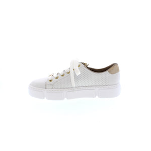 This lightweight sneaker is decorated with golden details to add the perfect amount of elegance to every day. Crafted from genuine and manmade leather, this sneaker is designed with a lace-up front, a side zipper for easy on/off and a comfortable insole set on a fashionable platform sole.