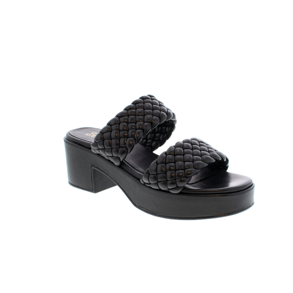 Seychelles Novelty heeled sandals feature puff braided straps, retro platform bottom, cushioned insoles, and are comfortable and lightweight for a night on the town!