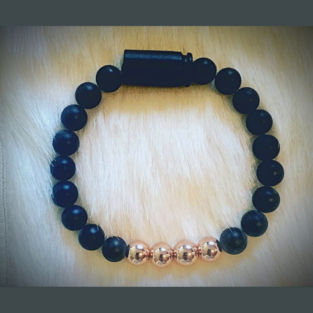 Bullet's N Beads Bracelet - Rosegold/Black