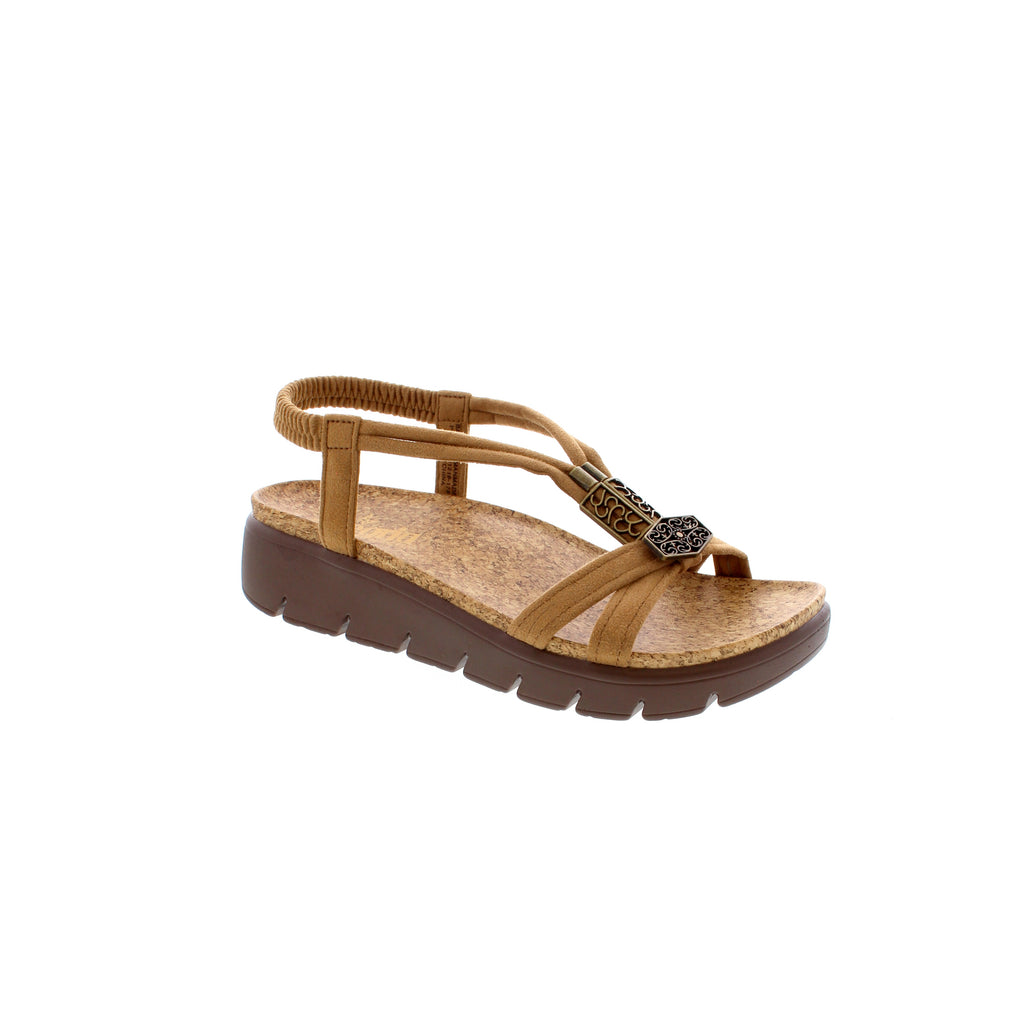 The gorgeous Roz sandal has an elastic back and a flattering design! This sandal will quickly become your put-on and go for the summer!