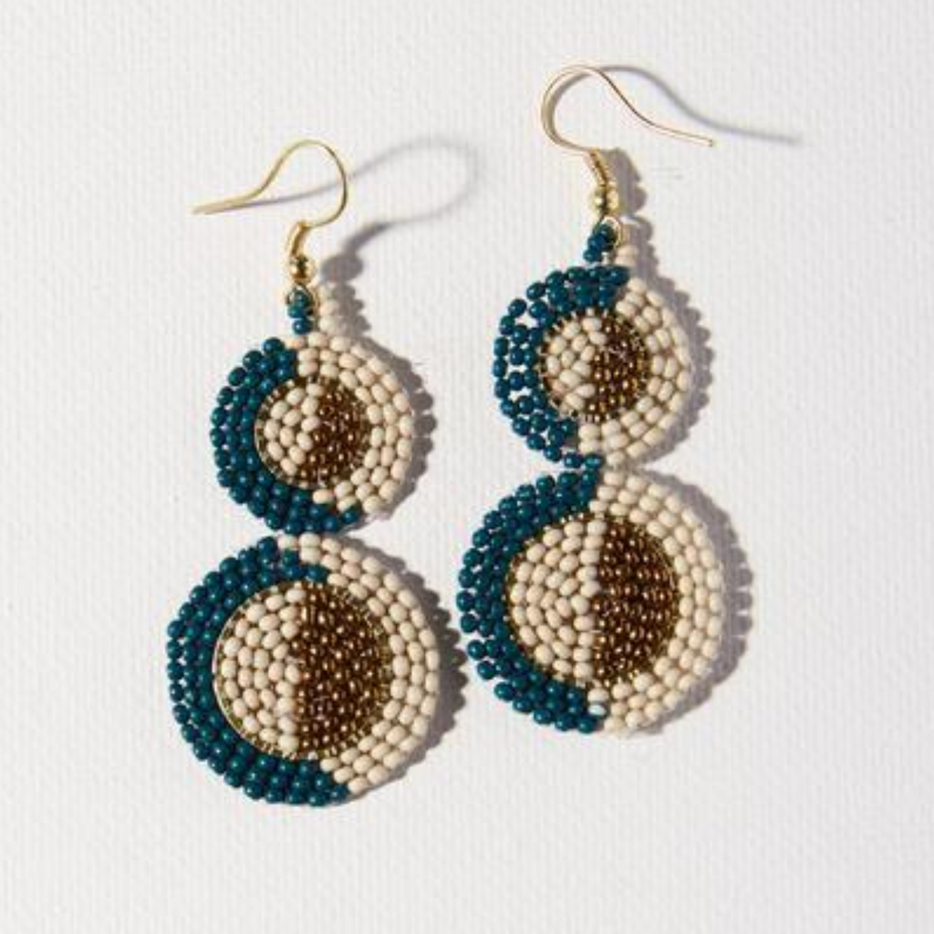 Ink+Alloy Double Disc Earring - Peacock Ivory Gold