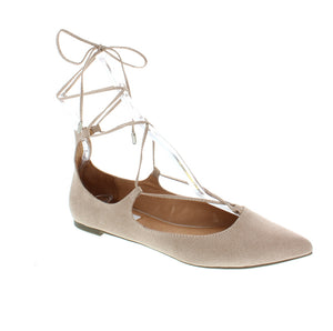 LA POINTED TOE FLAT WITH LONG LACES