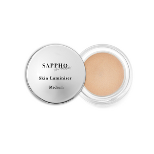 Sappho Skin Luminizer is light and dewy. Use almost anywhere to add glow to the skin: face, shoulders, collar bones. This Luminizer can be applied to the face over foundation or CC cream or on bare moisturized skin for highlighting. Created with soft waxes, nourishing oils and soothing plant extracts, this water-resistant formula comes with just the right amount of dewiness and shine without using animal or insect by-products.