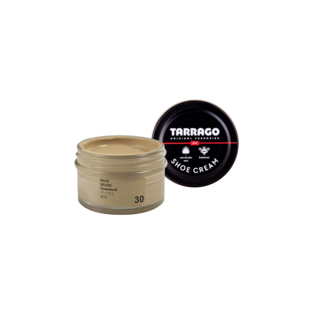 Tarrago Shoe Cream is crafted from carnauba wax and beeswax for nourishment, shine maintenance and color enhancement. This product creates lasting shine and ensures waterproof protection, nutrition and flexibility to leather, while providing full coverage.