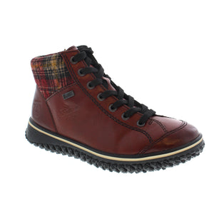 This lace-up boot is designed with soft imitation leather and enhanced with a padded felt collar. The fluffy warm lining made of textile fleece, RiekerTex water-repellent membrane and rubberized outsole ensure your feet stay dry for all of your Winter walks. 