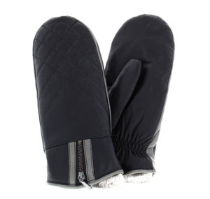 The Banff is Brume's best-loved mitt! Crafted with superior quality, these mitts feature a quilted back, metal zipper, metallic colour leather and sparkly metallic leather trim. Balancing fashion and function, this mitt is insulated for exceptional warmth. Featuring a double elastic wrist and a rabbit fur trim cuff to protect against the elements, these fashionable mitts don't sacrifice warmth!