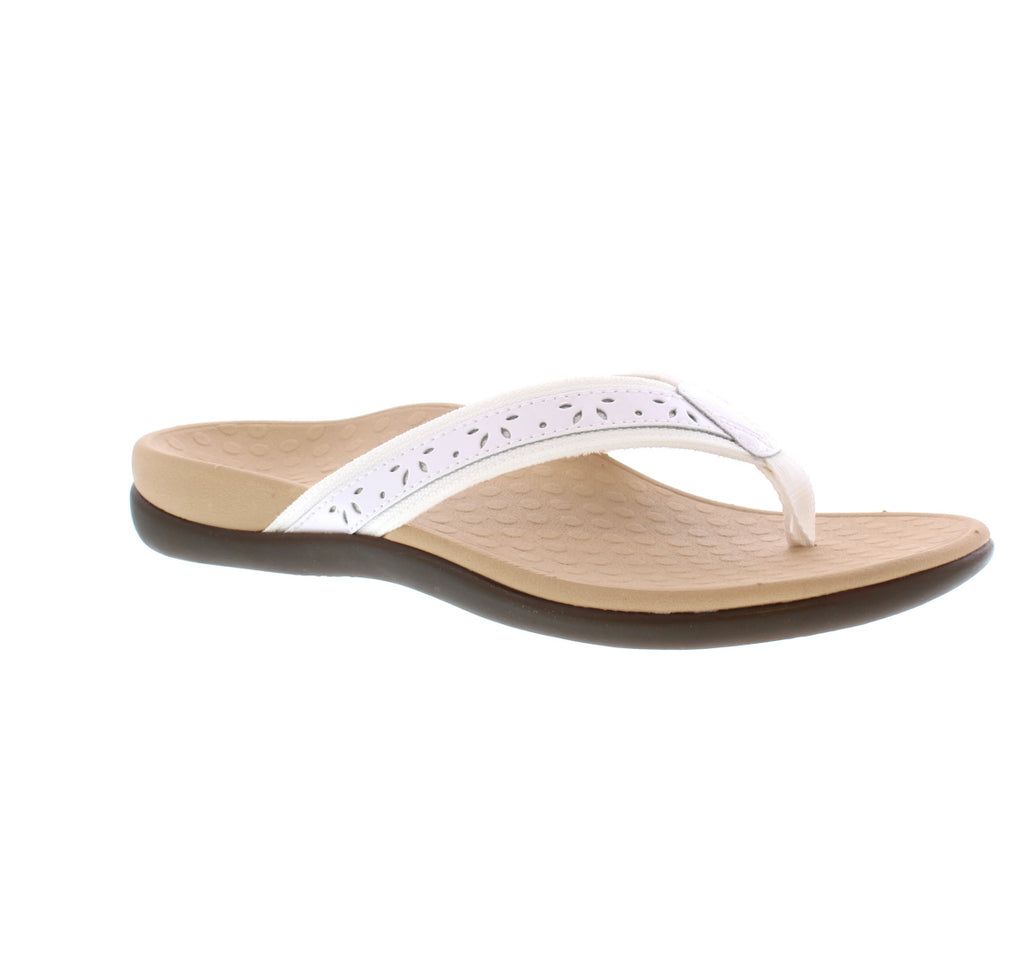 The Casandra leather sandal has a cute perforated design that is sure to catch the eye! Put on this sandal with ease for daily built-in arch support!