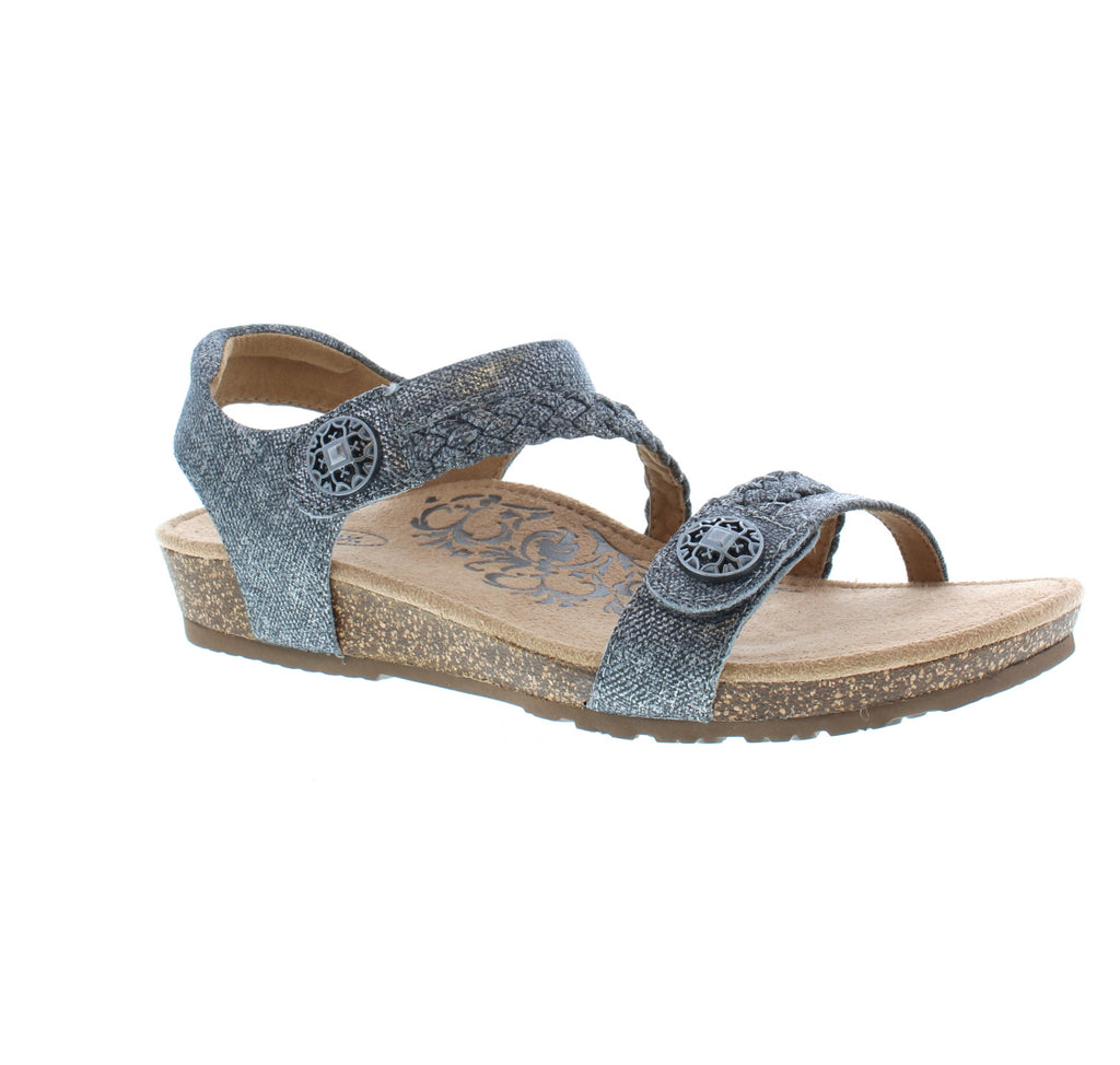 This sandal has beautifully detailed straps - both velcro straps open fully for easy adjustment. In the Jillian, by Aetrex, your feet will feel as good as they will look!