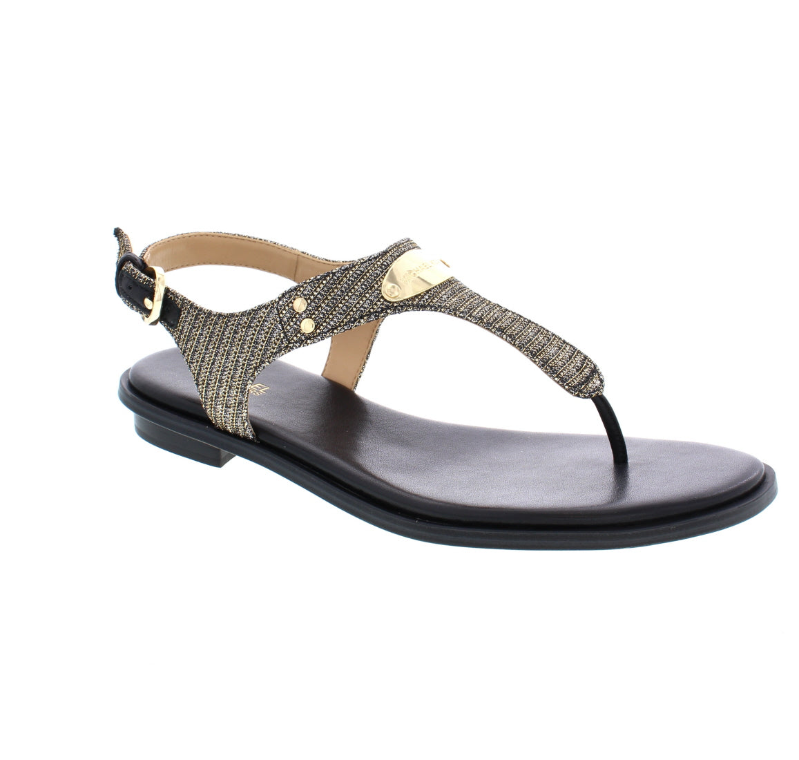 Michael Kors MK Plate Thong Black Gold BLACK/GOLD 039 M