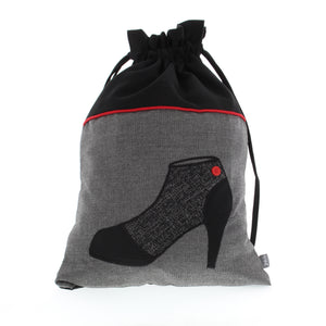 Jak's Drawstring Shoe Bag - Grey/Red
